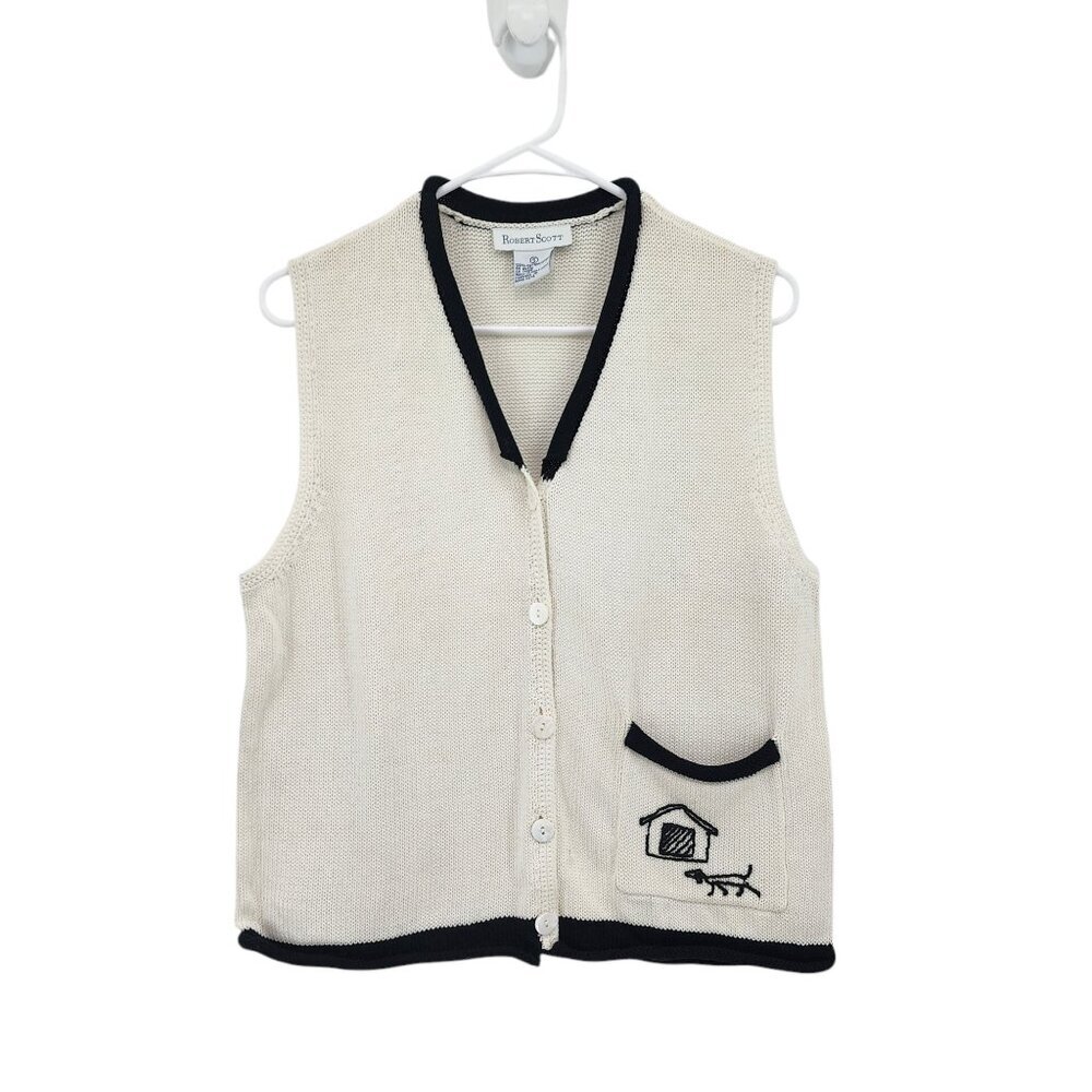 Robert Scott Vintage Women's 100% Cotton Knitted Vest Sweater Farmcore - S